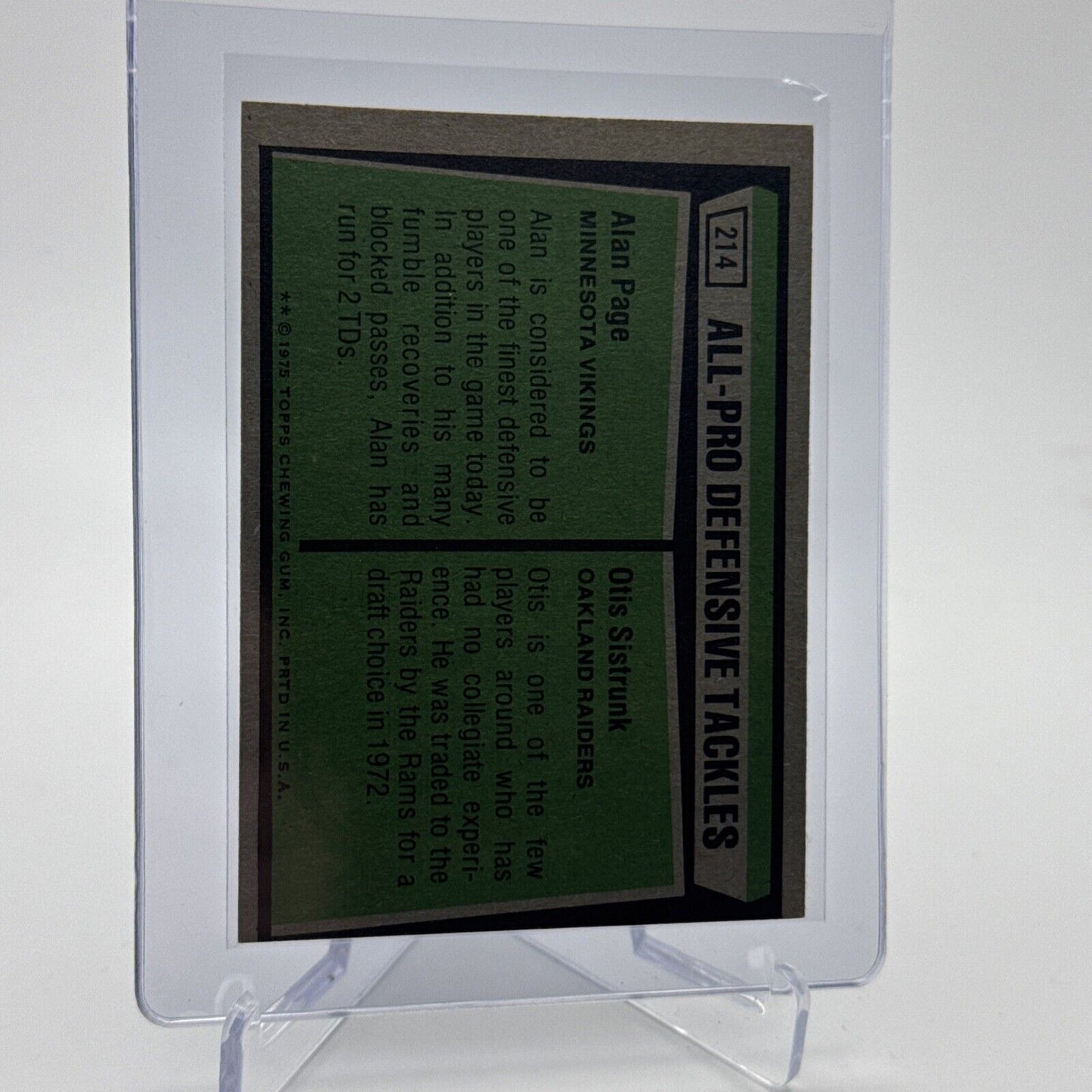 1975 Topps 1974 All-Pro Defensive Tackles Card #214 NM Quality #3 FREE SHIPPING