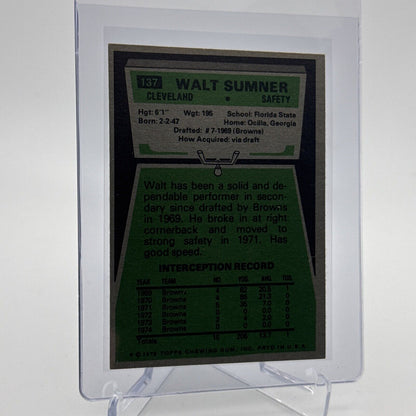 1975 Topps Walt Sumner Football Card #137 NM Quality #4 FREE SHIPPING
