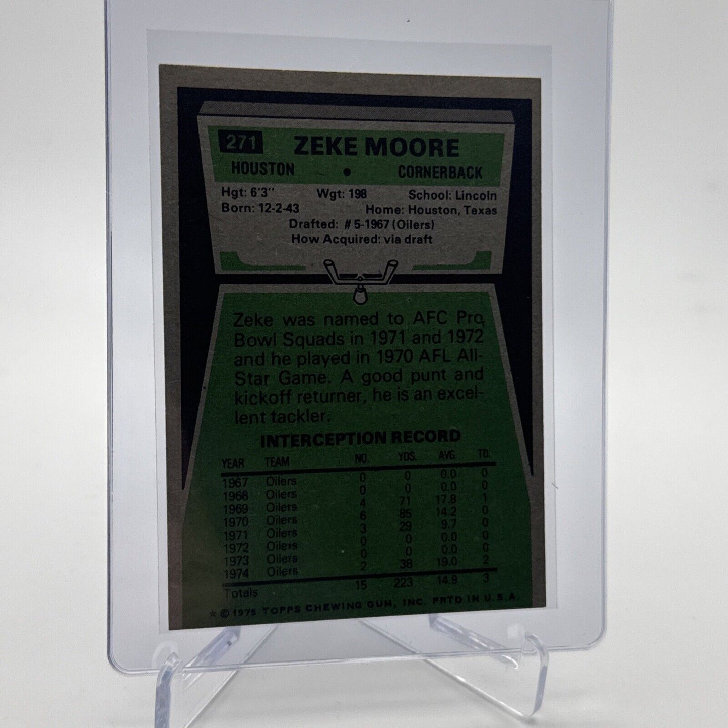 1975 Topps Zeke Moore Football Card #271 NM Quality #2 FREE SHIPPING