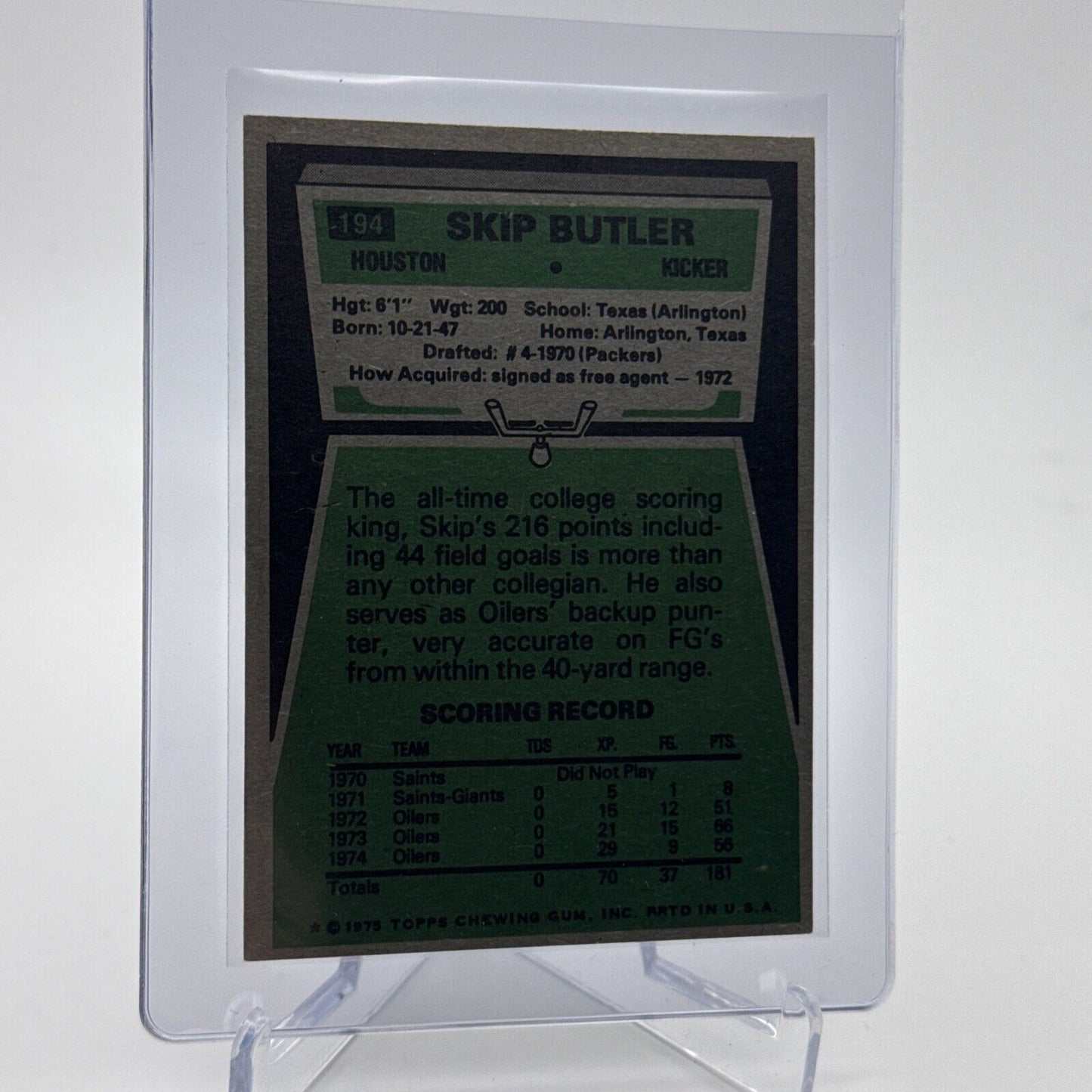 1975 Topps Skip Butler Football Card #194 NM Quality #3 FREE SHIPPING