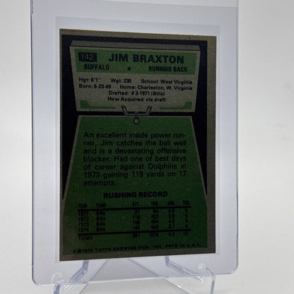1975 Topps Jim Braxton Football Card #142 NM Quality #2 FREE SHIPPING