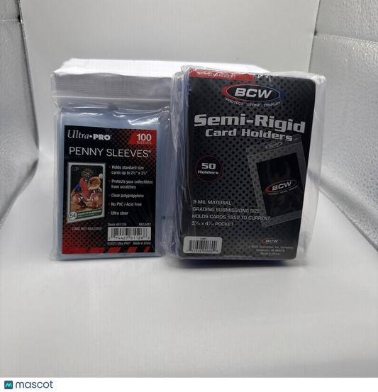 BCW Semi-Rigid Card Holders #1 Pack of 50 Holders PLUS Pack 100 Ultra Pro Penny
