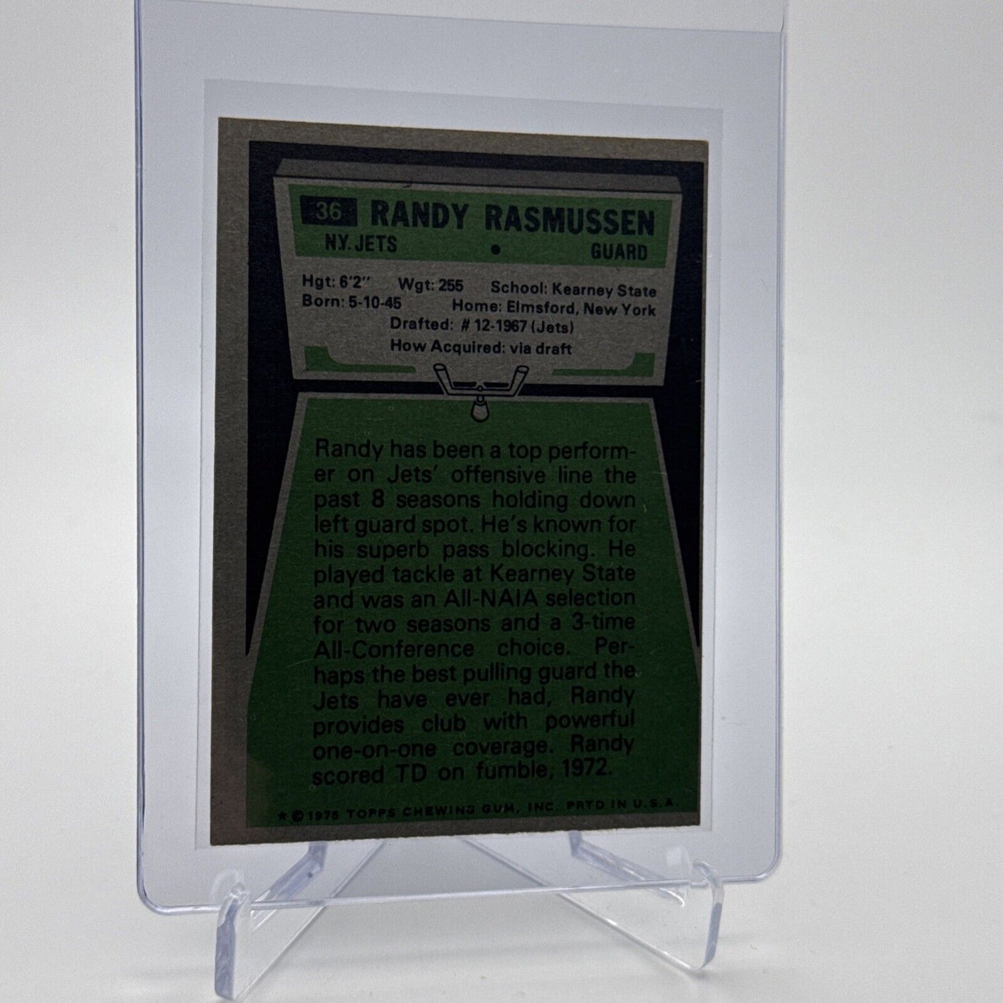 1975 Topps Randy Rasmussen Football Card #36 NM Quality #6 FREE SHIPPING