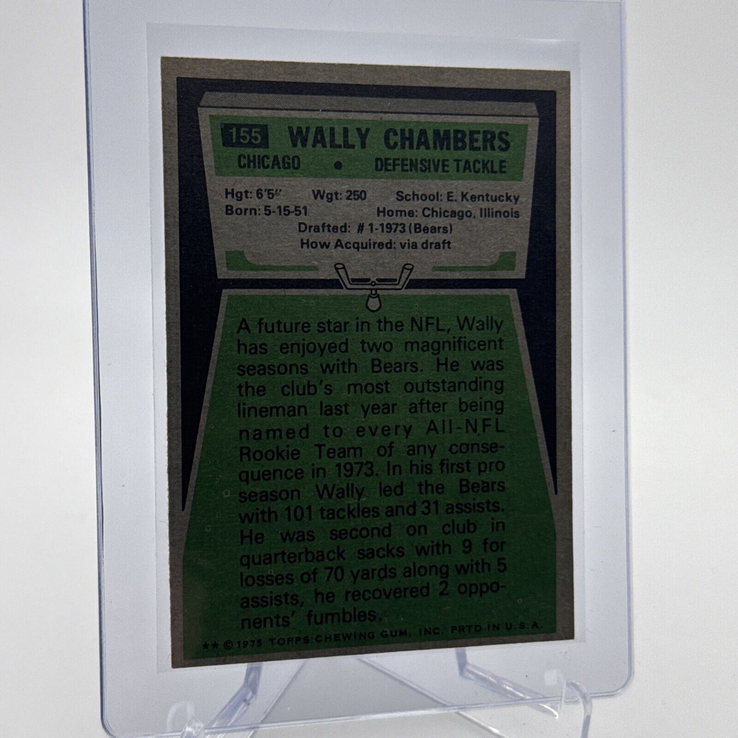 1975 Topps Wally Chambers Football Card #155 NM Quality #3 FREE SHIPPING