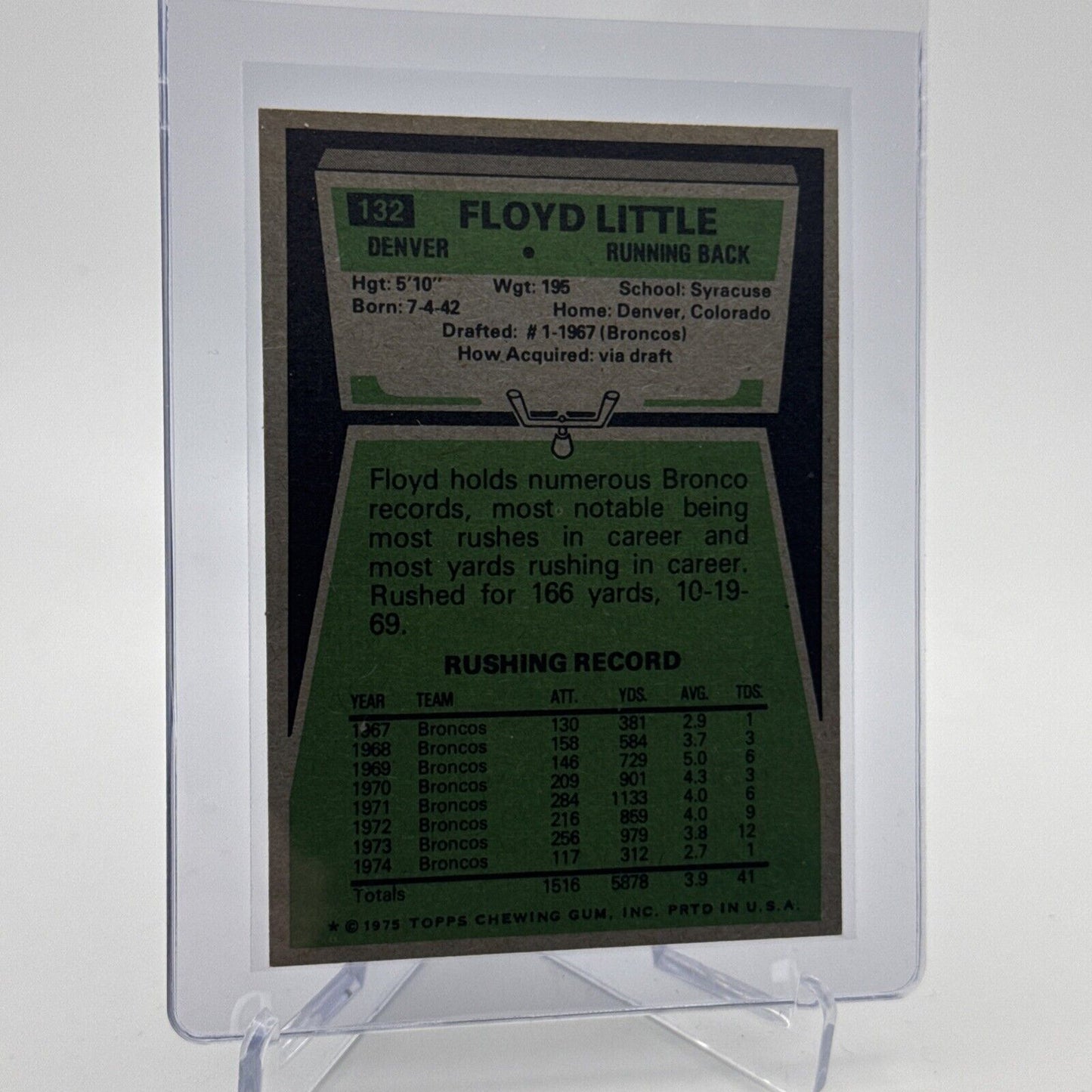 1975 Topps Floyd Little Football Card #132 NM Quality #3 FREE SHIPPING