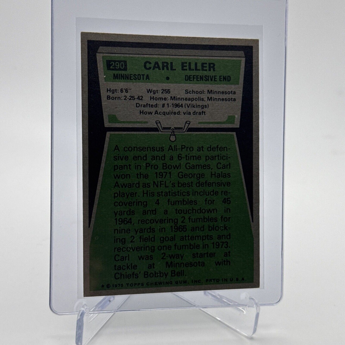 1975 Topps Carl Eller Football Card #290 NM Quality #3 FREE SHIPPING