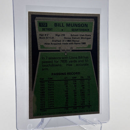 1975 Topps Bill Munson Football Card #172 NM Quality #3 FREE SHIPPING