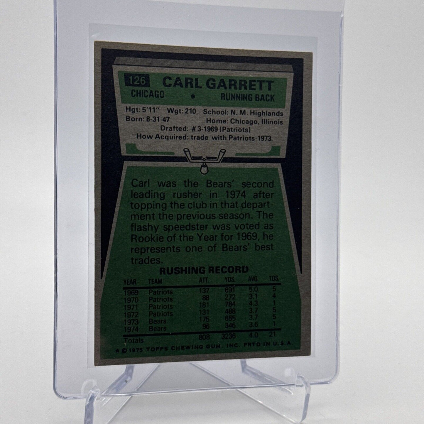 1975 Topps Carl Garrett Football Card #126 NM Quality #3 FREE SHIPPING