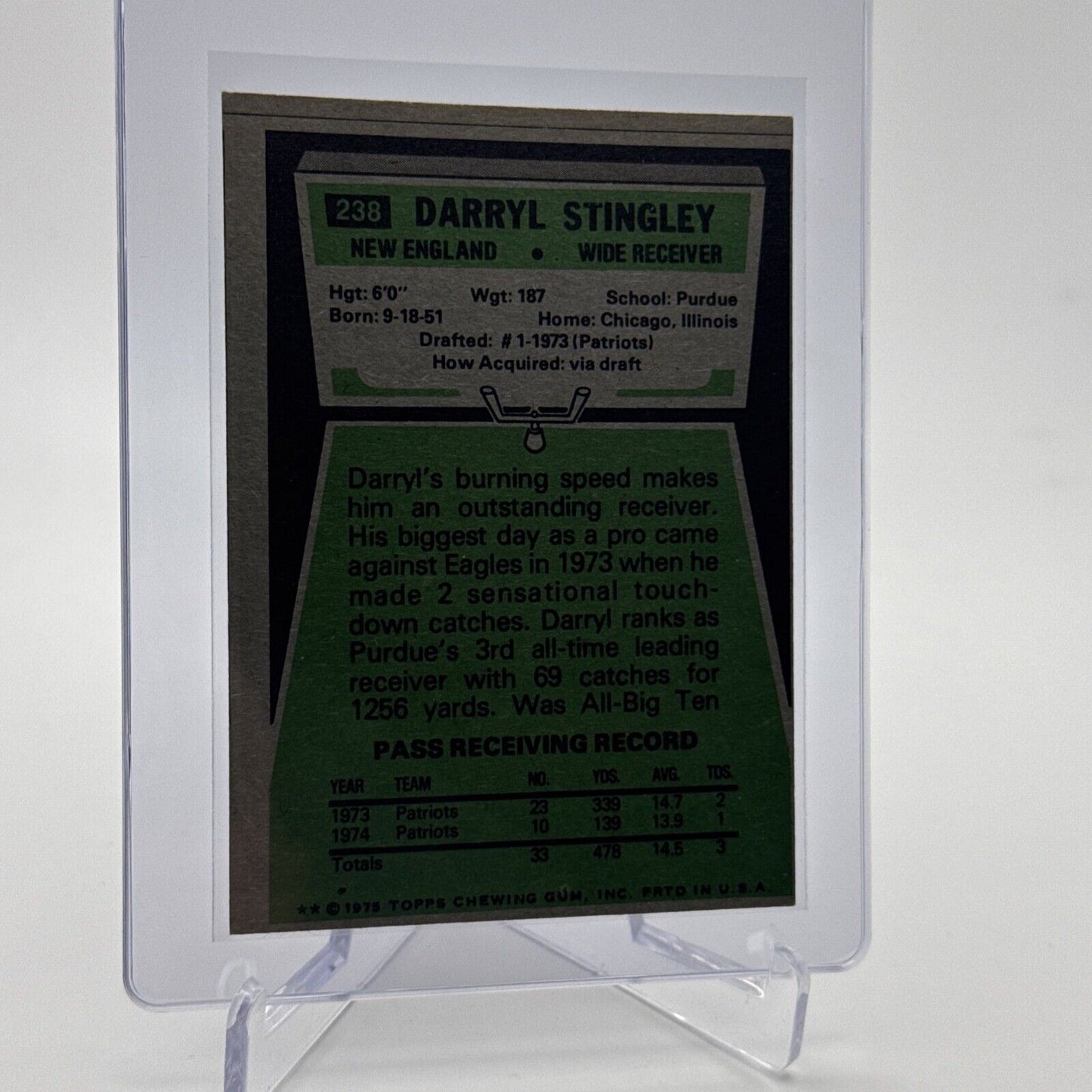 1975 Topps Darryl Stingley Football Card #238 NM Quality #3 FREE SHIPPING