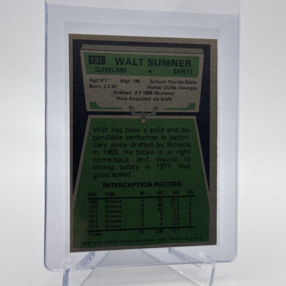 1975 Topps Walt Sumner Football Card #137 NM Quality #3 FREE SHIPPING
