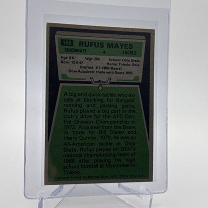 1975 Topps Rufus Mayes Football Card #168 NM Quality #4 FREE SHIPPING