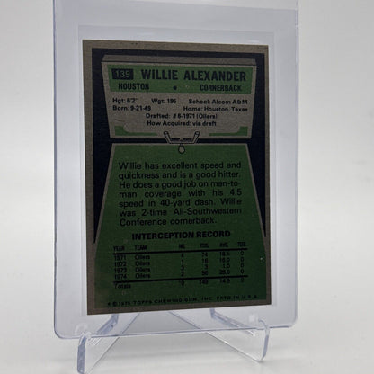 1975 Topps Willie Alexander Football Card #139 NM Quality #3 FREE SHIPPING