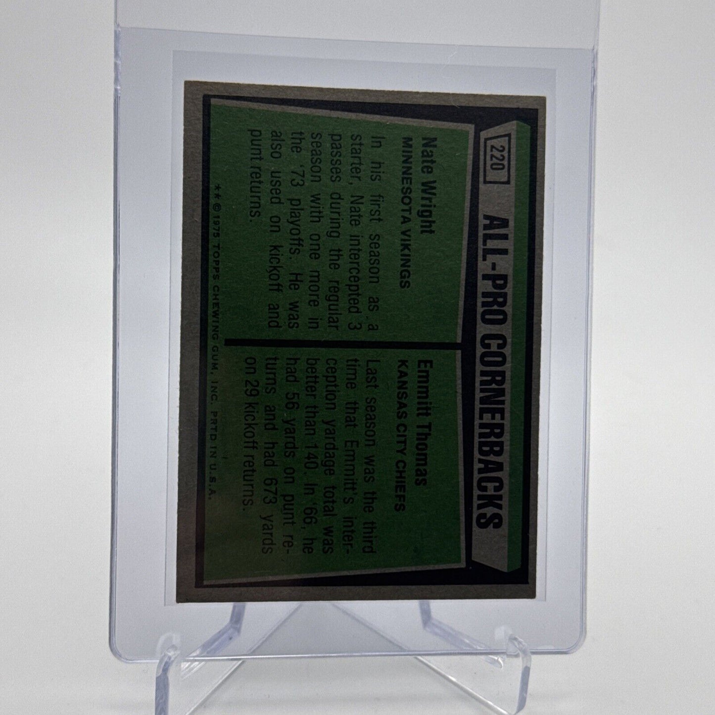 1975 Topps 1974 All-Pro Cornerbacks Football Card #220 NM #2 FREE SHIPPING