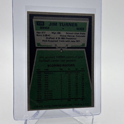 1975 Topps Jim Turner Football Card #158 NM Quality #3 FREE SHIPPING