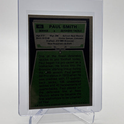 1975 Topps Paul Smith Football Card #45 NM Quality #8 FREE SHIPPING