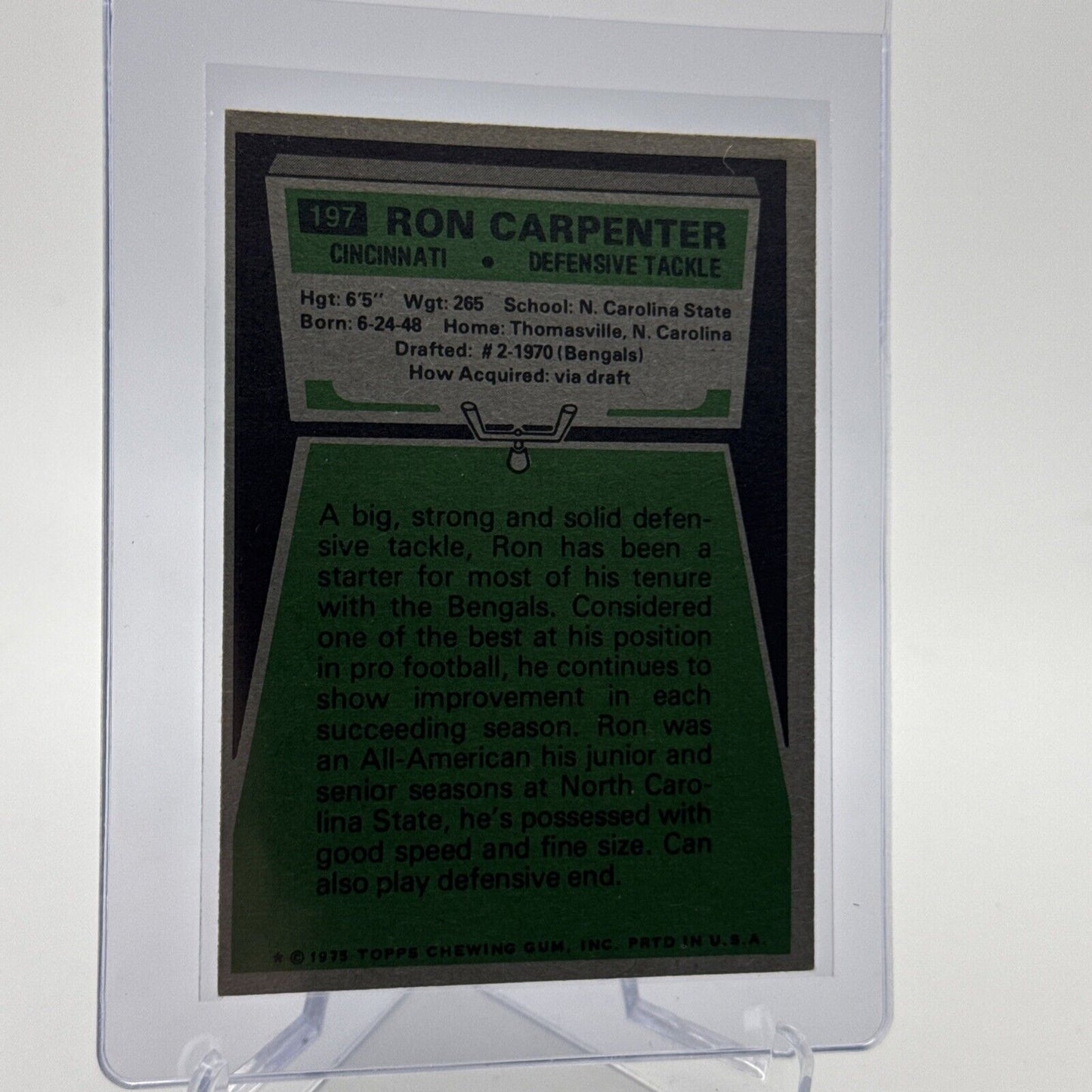 1975 Topps Ron Carpenter Football Card #197 NM Quality #4 FREE SHIPPING