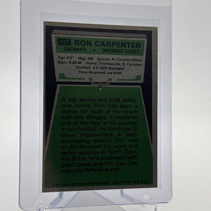 1975 Topps Ron Carpenter Football Card #197 NM Quality #4 FREE SHIPPING