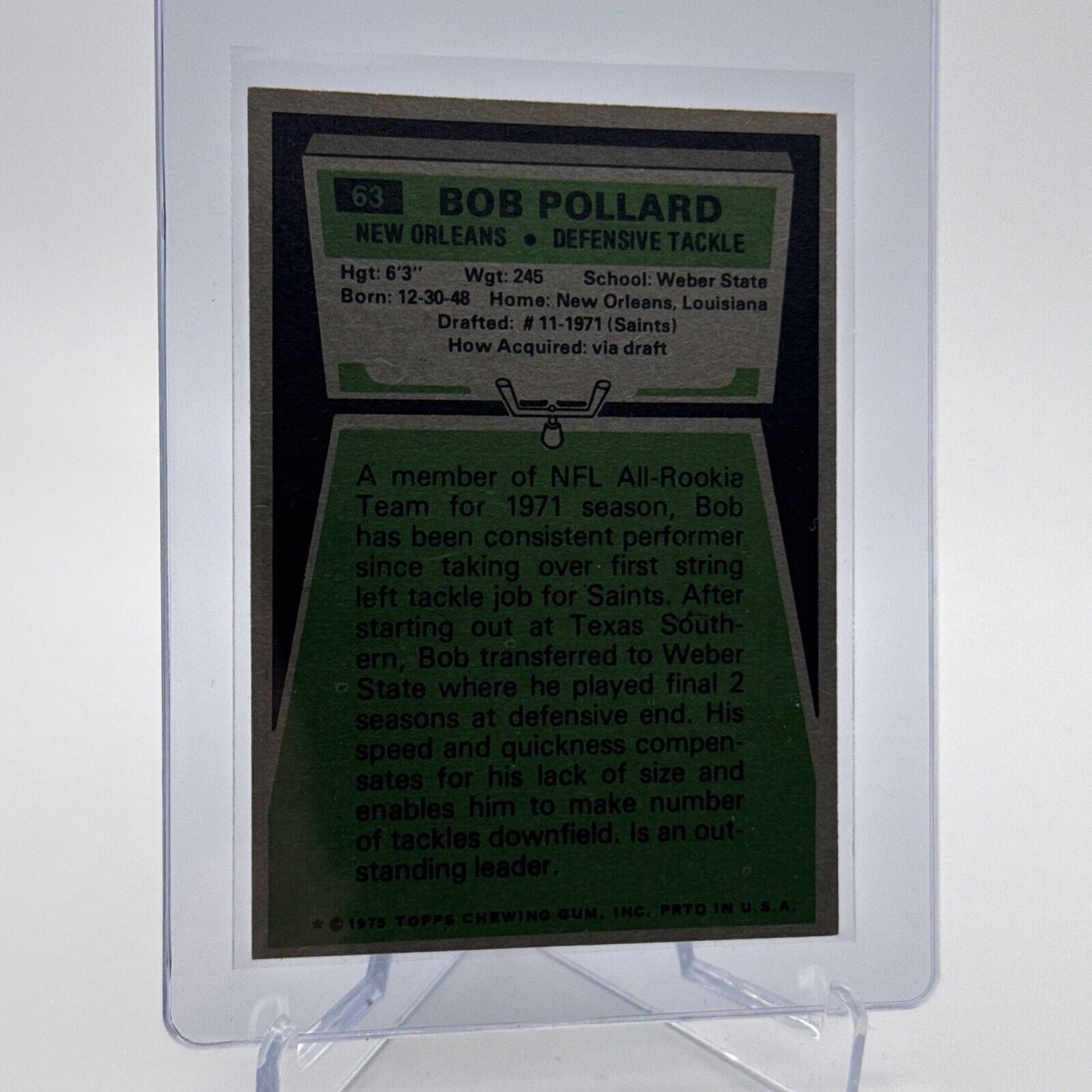 1975 Topps Bob Pollard Football Card #63 NM Quality #6 FREE SHIPPING