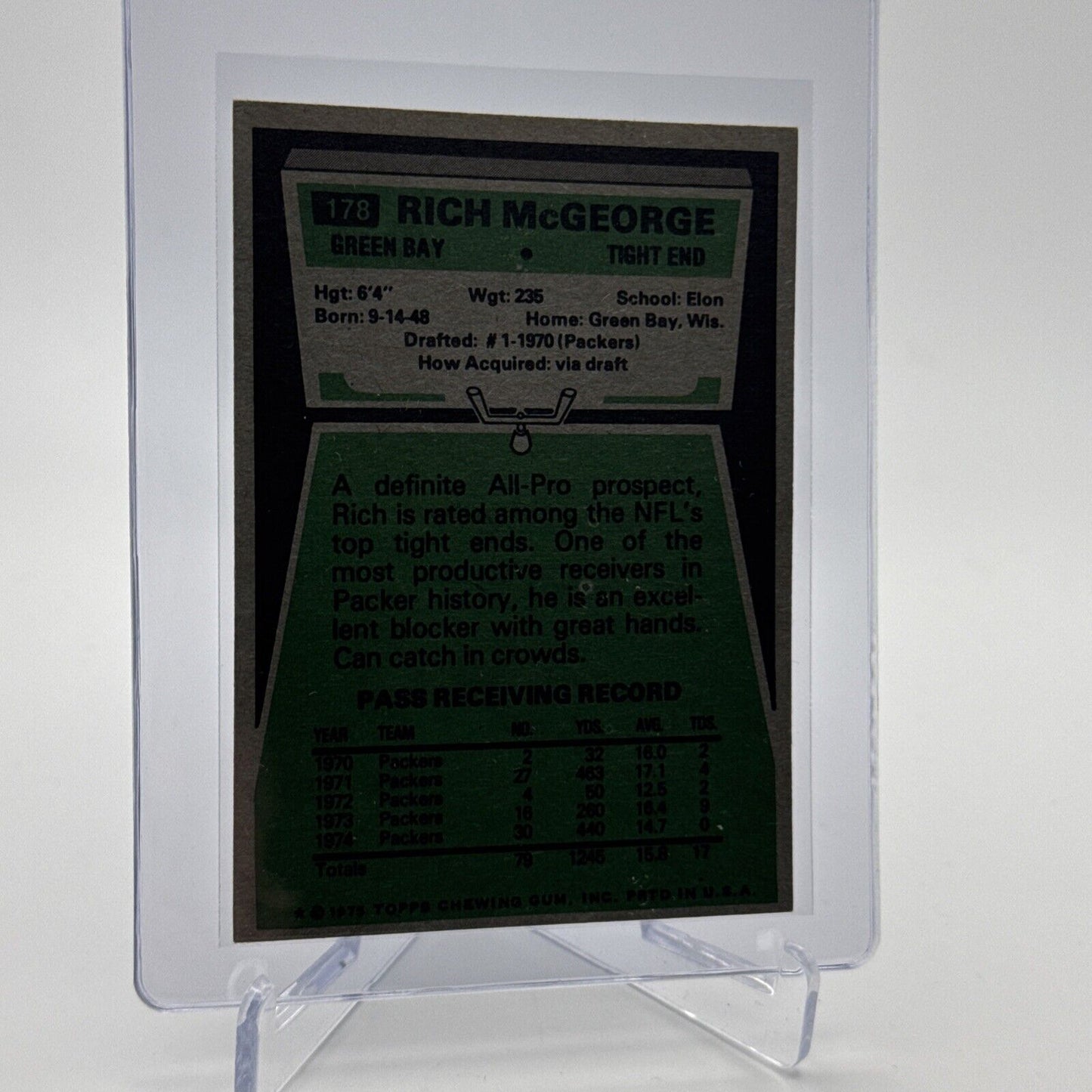 1975 Topps Rich McGeorge Football Card #178 NM Quality #2 FREE SHIPPING
