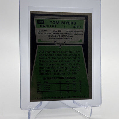 1975 Topps Tom Myers Football Card #191 NM Quality #2 FREE SHIPPING