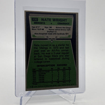 1975 Topps Nate Wright Rookie Football Card #130 NM Quality #3 FREE SHIPPING