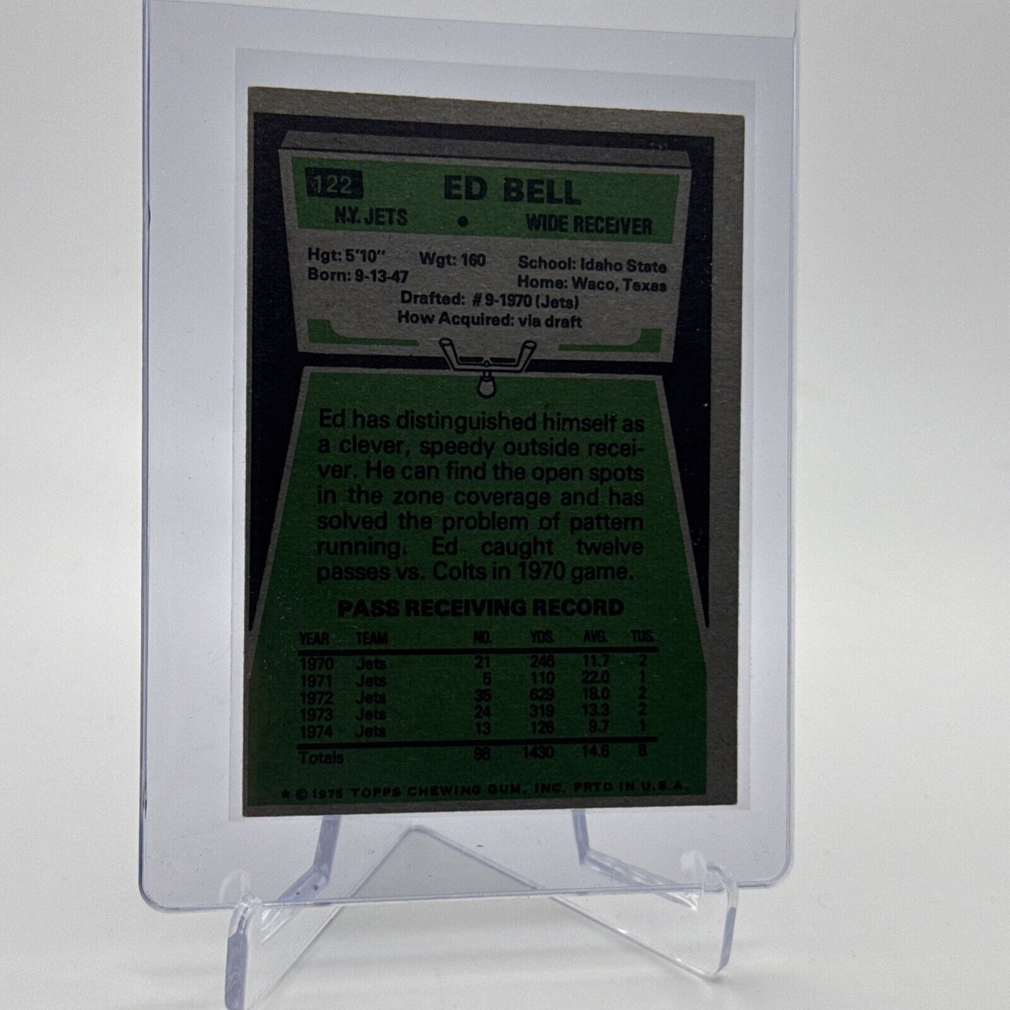1975 Topps Ed Bell Football Card #122 NM Quality #3 FREE SHIPPING