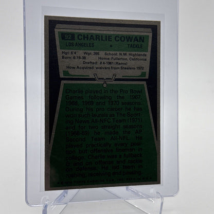 1975 Topps Charles Cowan Football Card #92 NM Quality #6 FREE SHIPPING