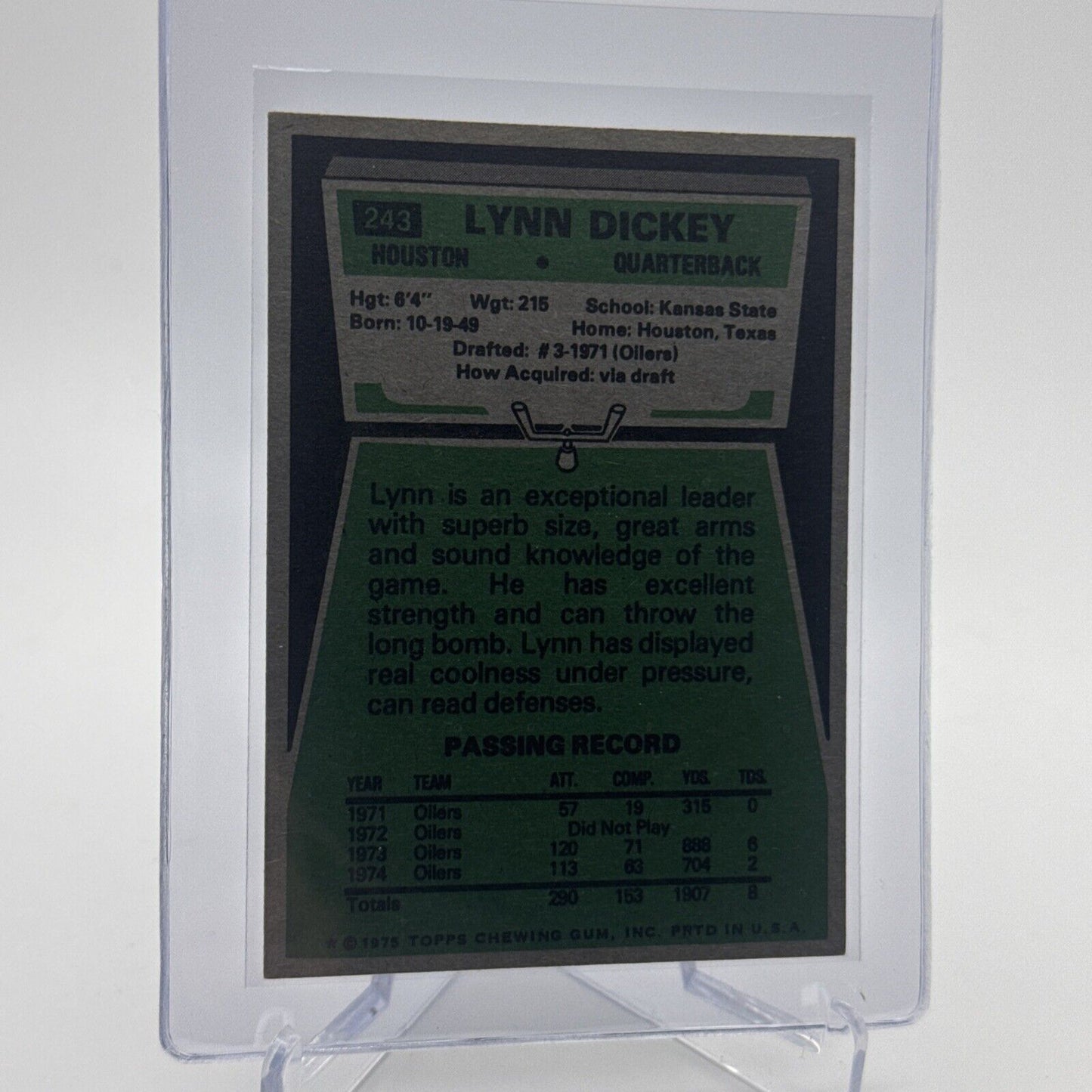 1975 Topps Lynn Dickey Football Card #243 NM Quality FREE SHIPPING