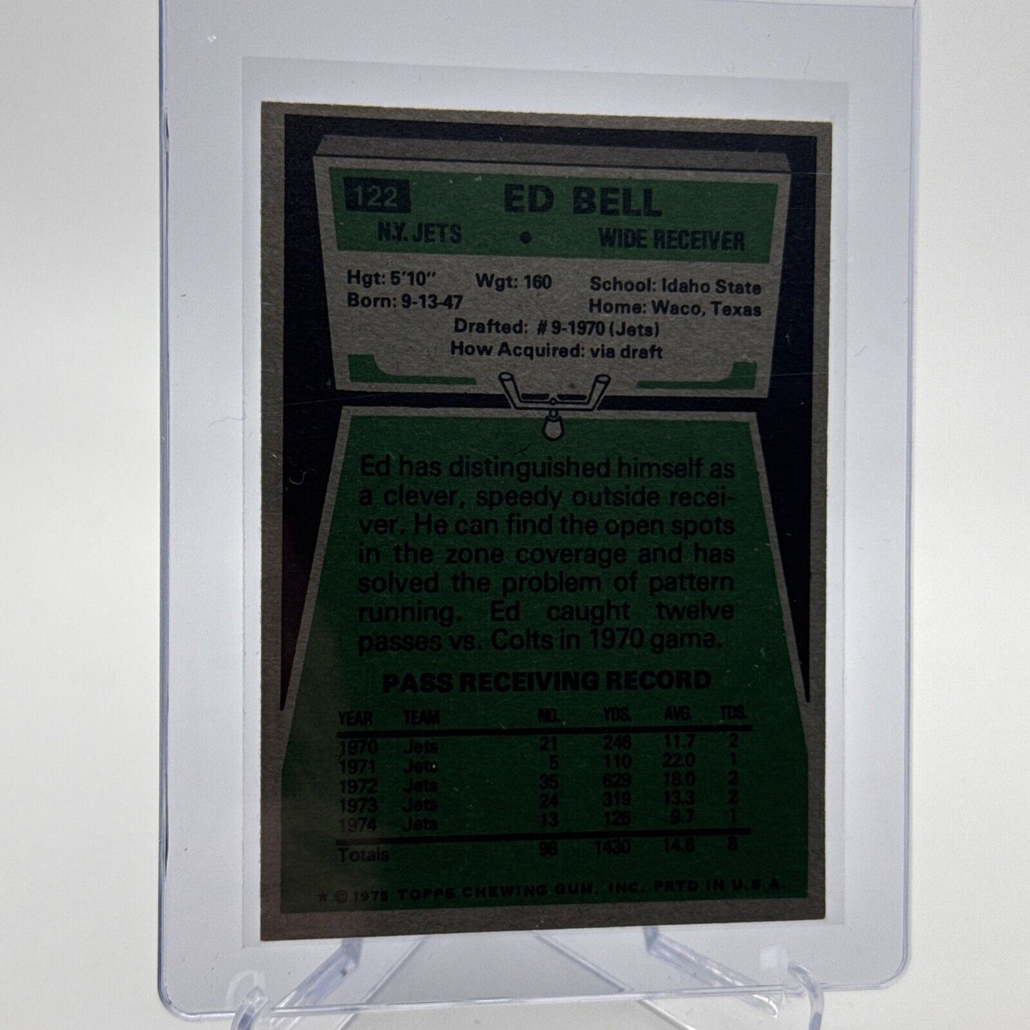 1975 Topps Ed Bell Football Card #122 NM Quality #5 FREE SHIPPING