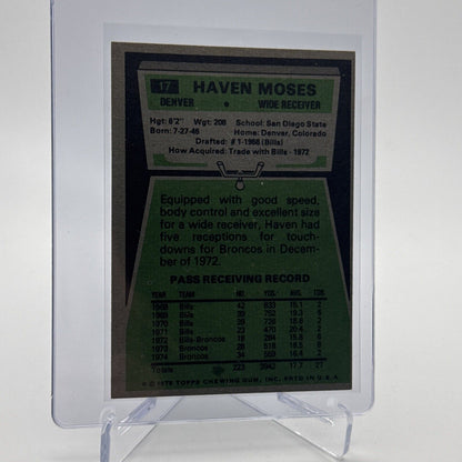 1975 Topps Haven Moses Football Card #17 NM Quality #3 FREE SHIPPING