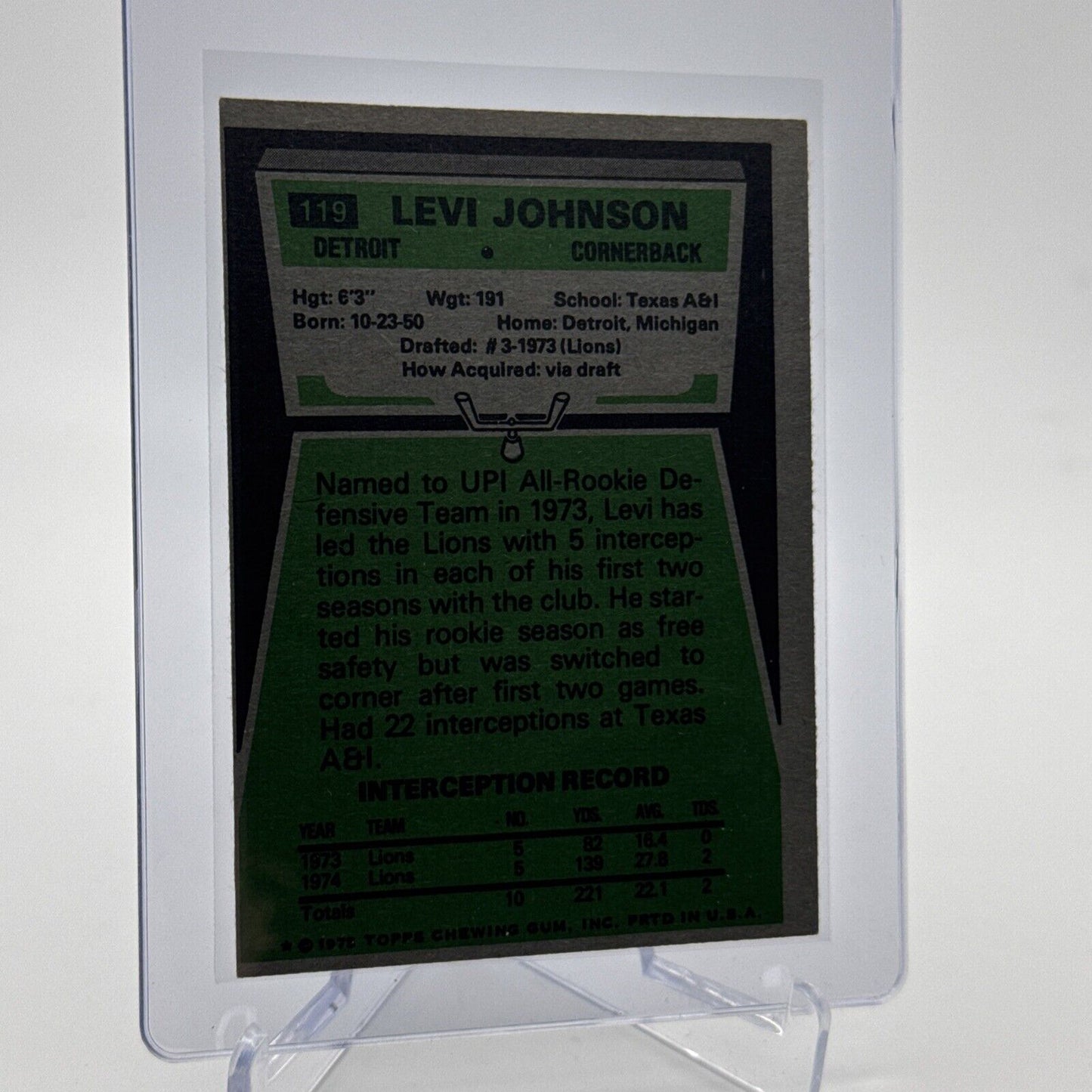 1975 Topps Levi Johnson Football Card #119 NM Quality #6 FREE SHIPPING