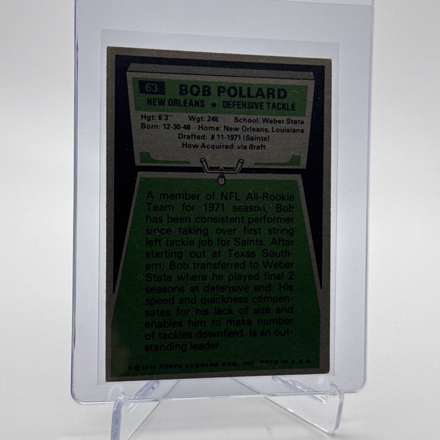 1975 Topps Bob Pollard Football Card #63 NM Quality #9 FREE SHIPPING