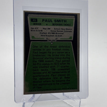 1975 Topps Paul Smith Football Card #45 NM Quality #7 FREE SHIPPING