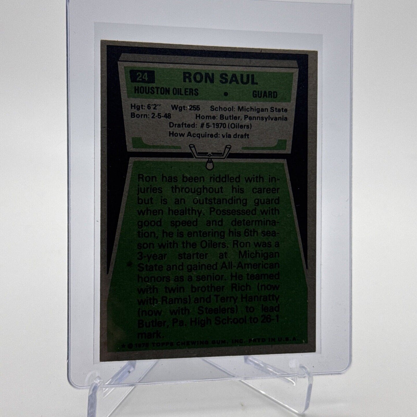 1975 Topps Ron Saul Football Card #24 NM Quality #10 FREE SHIPPING