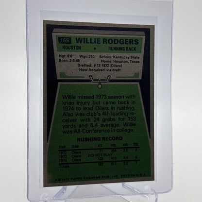 1975 Topps Willie Rodgers Rookie Football Card #166 NM Quality #2 FREE SHIPPING