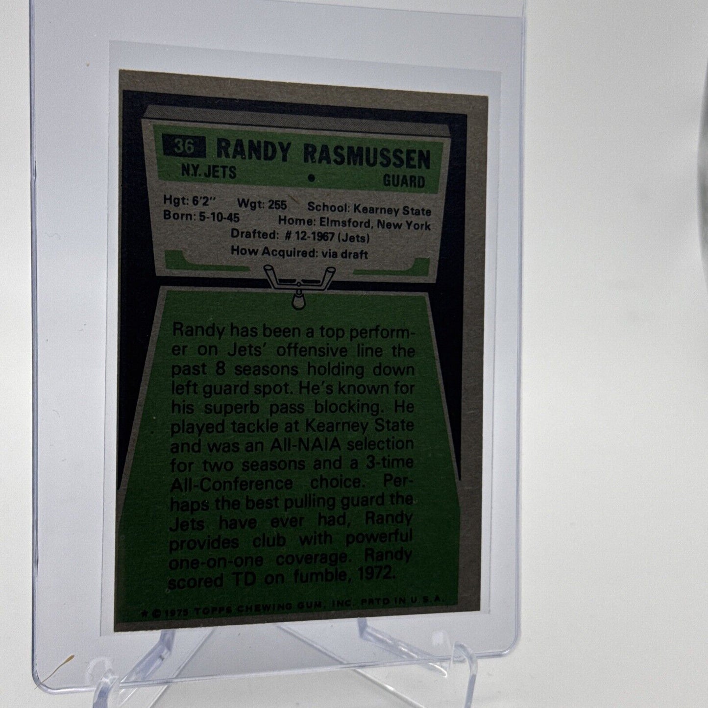 1975 Topps Randy Rasmussen Football Card #36 NM Quality #7 FREE SHIPPING