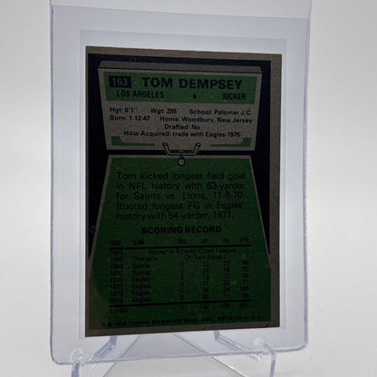 1975 Topps Tom Dempsey Football Card #163 NM Quality #2 FREE SHIPPING