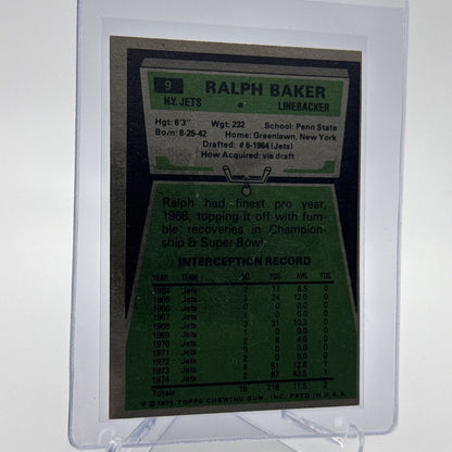 1975 Topps Ralph Baker Football Card #9 NM Quality #7 FREE SHIPPING