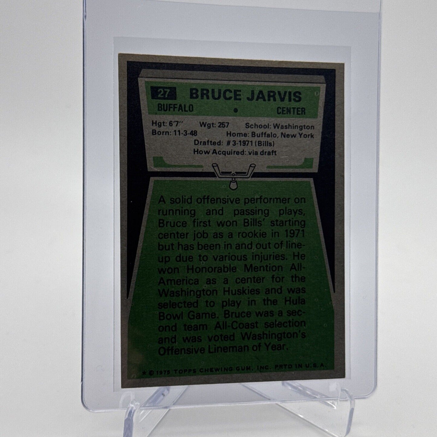 1975 Topps Bruce Jarvis Football Card #27 NM Quality #5 FREE SHIPPING