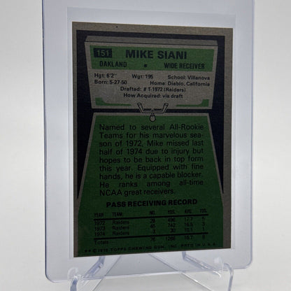 1975 Topps Mike Siani Football Card #151 NM Quality #3 FREE SHIPPING