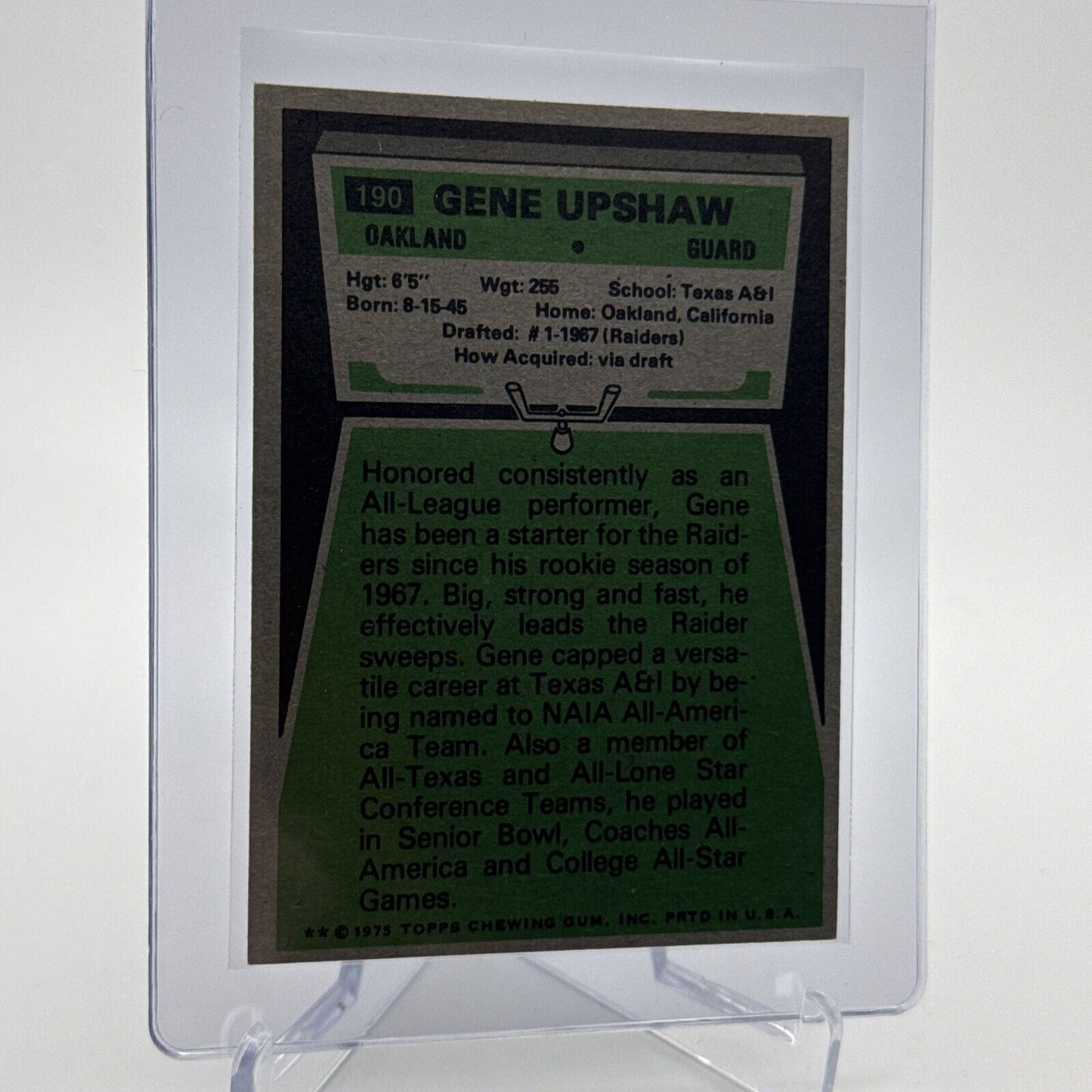 1975 Topps Eugene Upshaw Football Card #190 NM Quality FREE SHIPPING