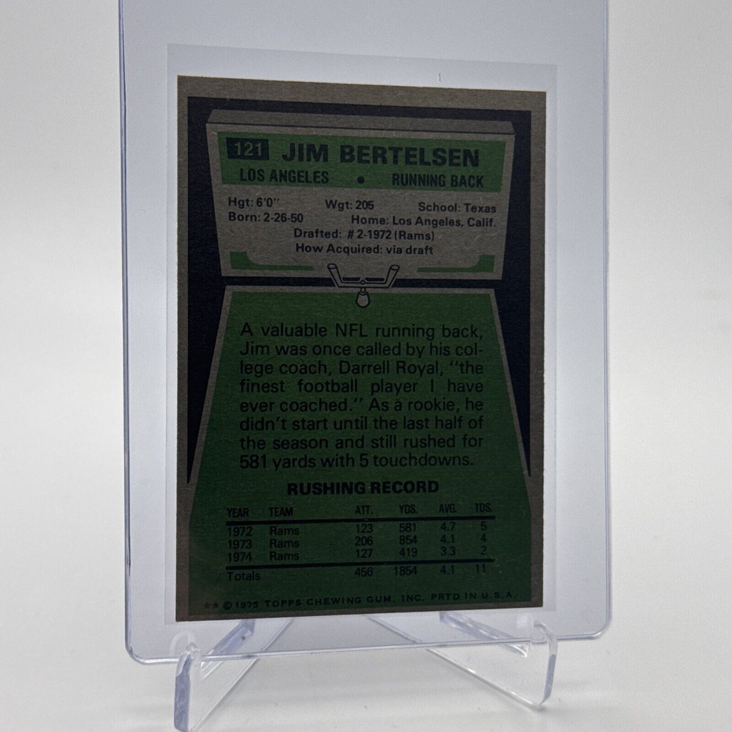 1975 Topps Jim Bertelsen Football Card #121 NM Quality #2 FREE SHIPPING