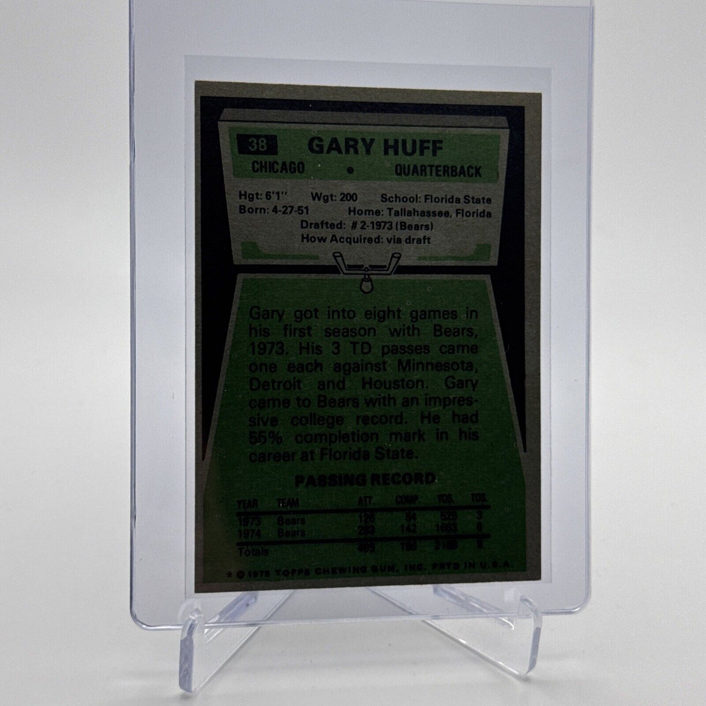 1975 Topps Gary Huff Football Card #38 NM Quality #4 FREE SHIPPING