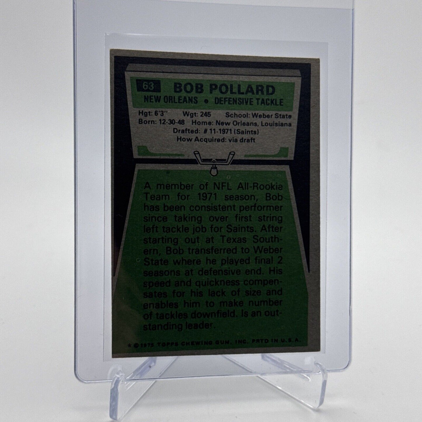 1975 Topps Bob Pollard Football Card #63 NM Quality #5 FREE SHIPPING