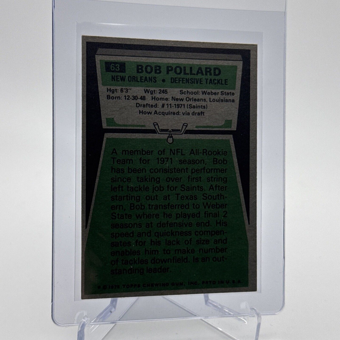 1975 Topps Bob Pollard Football Card #63 NM Quality #7 FREE SHIPPING