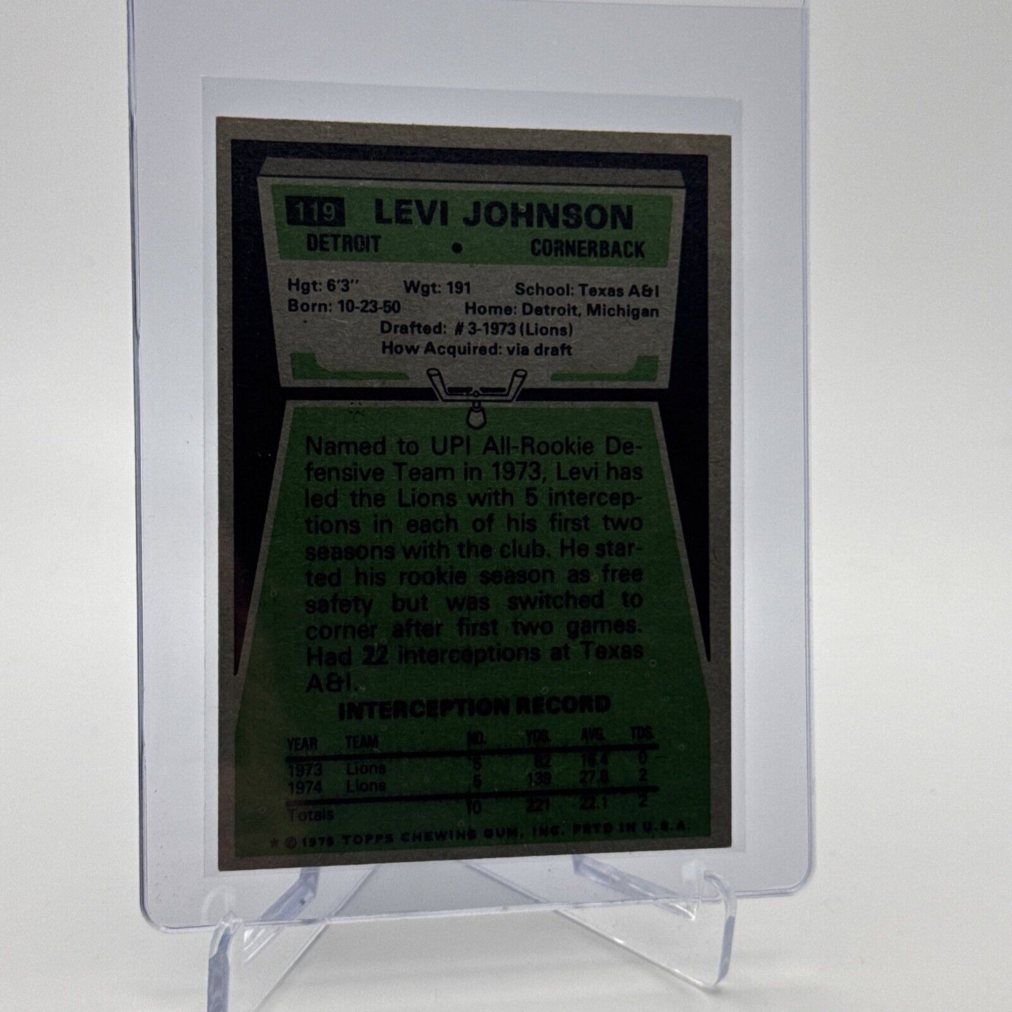1975 Topps Levi Johnson Football Card #119 NM Quality #3 FREE SHIPPING