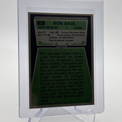 1975 Topps Ron Saul Football Card #24 NM Quality #8 FREE SHIPPING