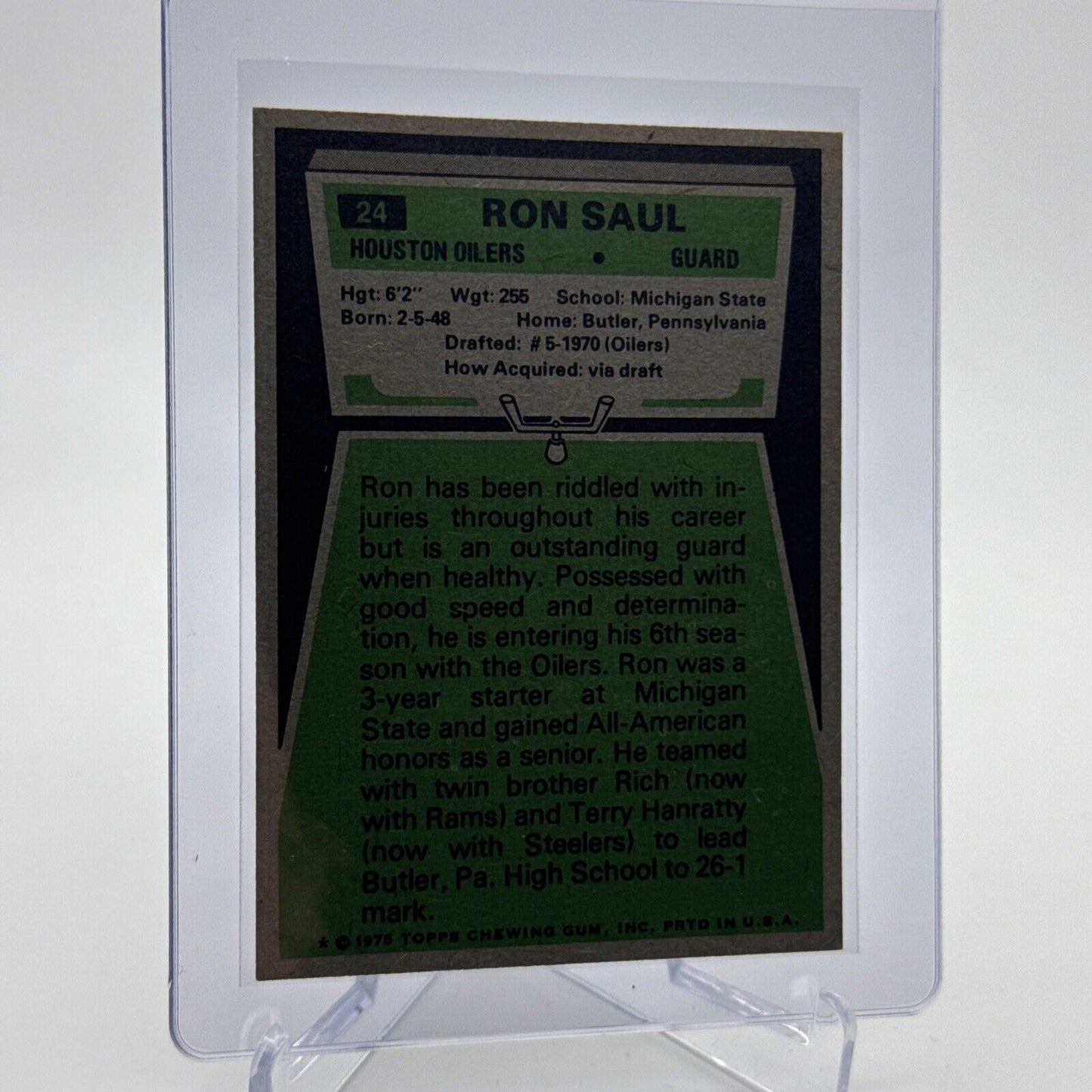 1975 Topps Ron Saul Football Card #24 NM Quality #5 FREE SHIPPING
