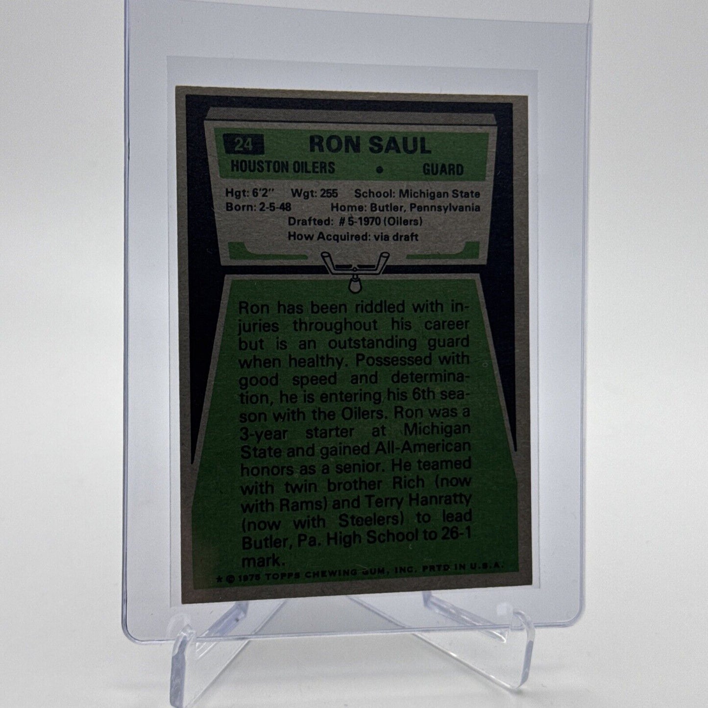 1975 Topps Ron Saul Football Card #24 NM Quality #6 FREE SHIPPING