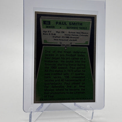 1975 Topps Paul Smith Football Card #45 NM Quality #6 FREE SHIPPING